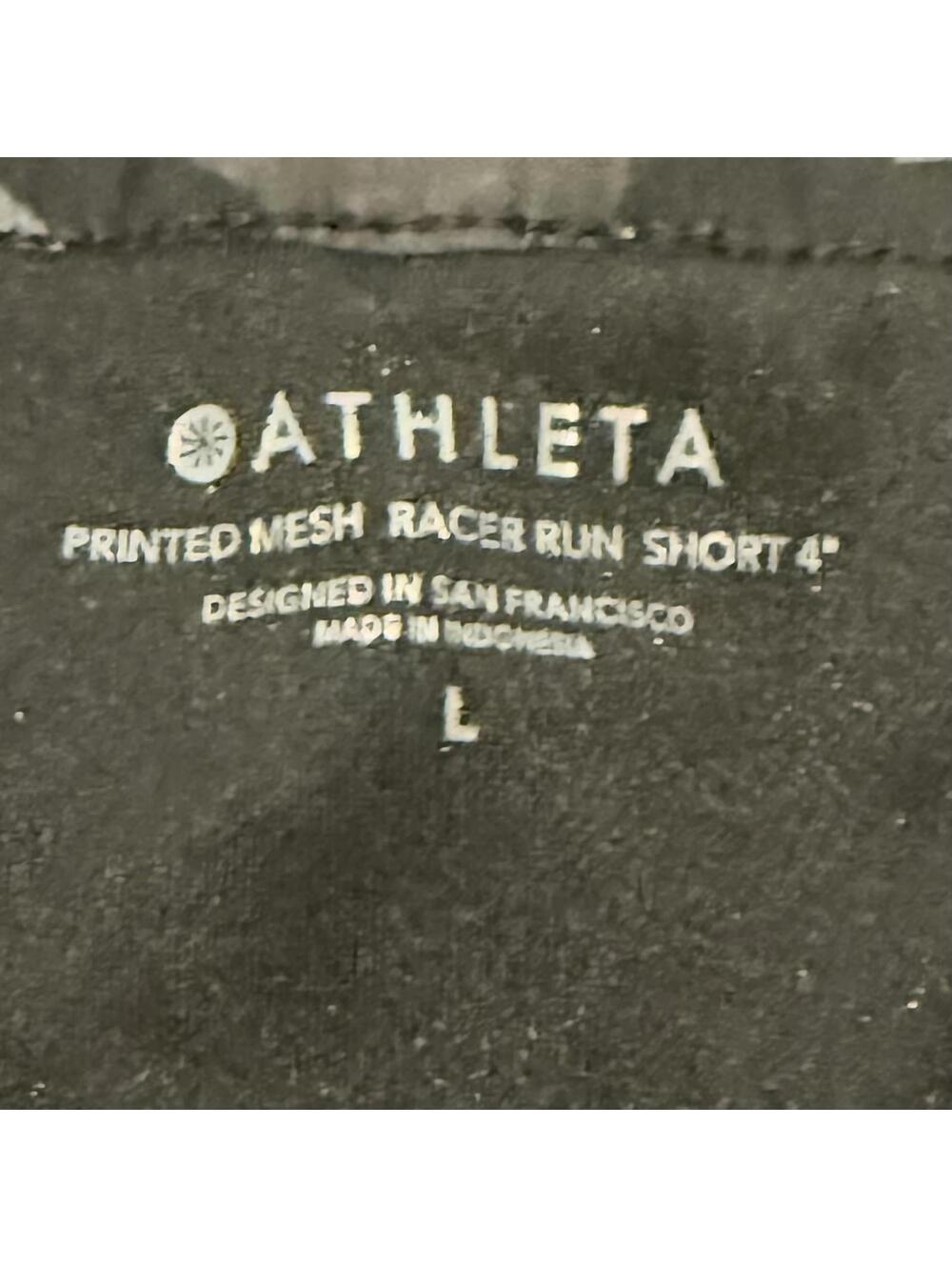 ATHLETA Printed Mesh Racer Run Mid Rise 4" Shorts - Picture 3 of 3